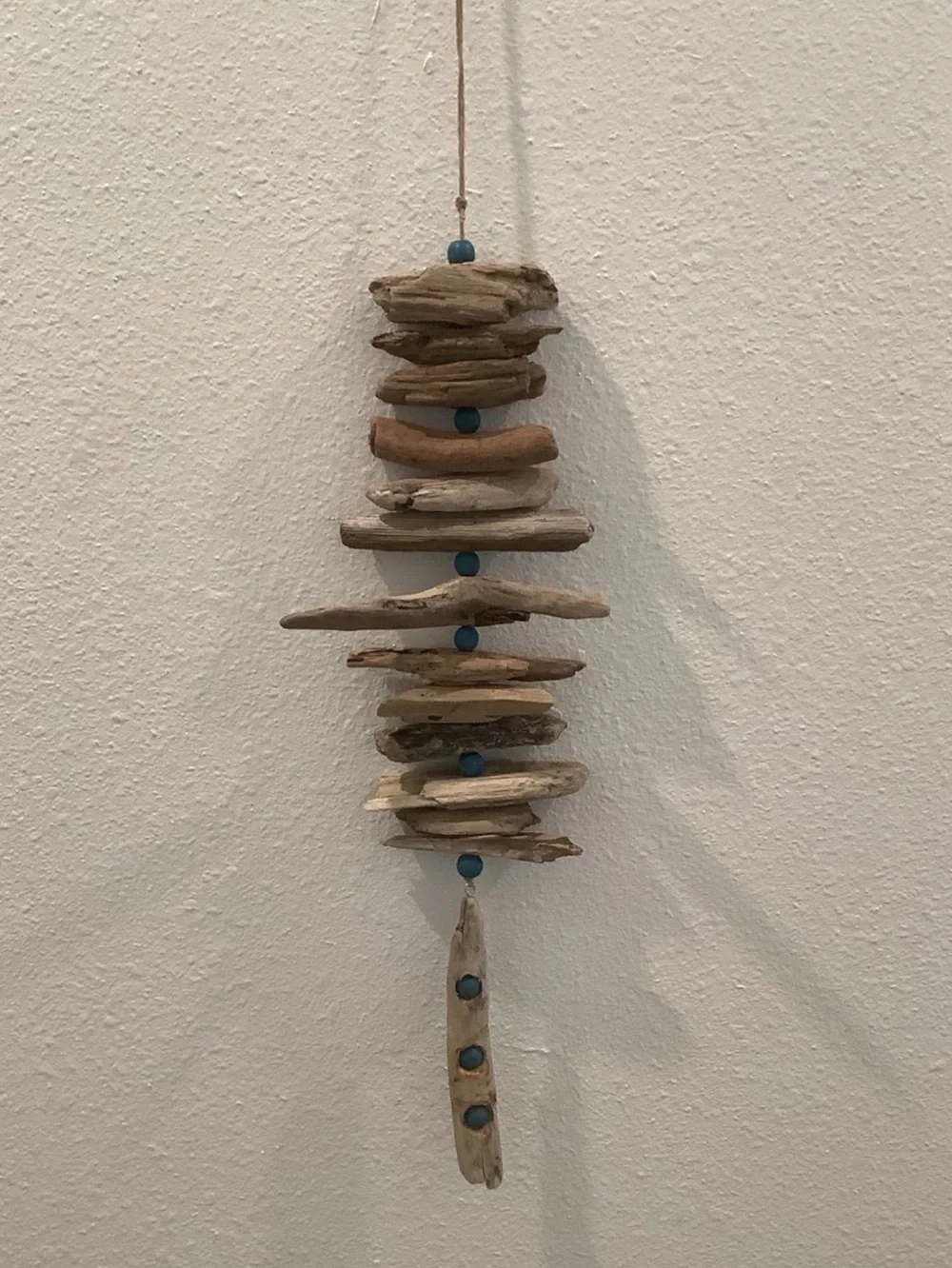 Driftwood Art, Driftwood Beaded Mobile, Driftwood Mobile, Coastal Decor
